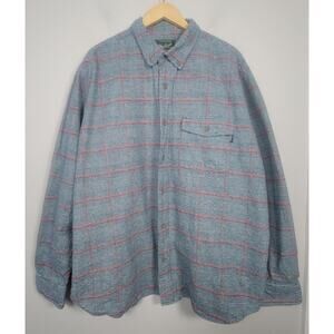 Woolrich Mens 2XL Blue Red Plaid Cotton Flannel Button Down Shirt
